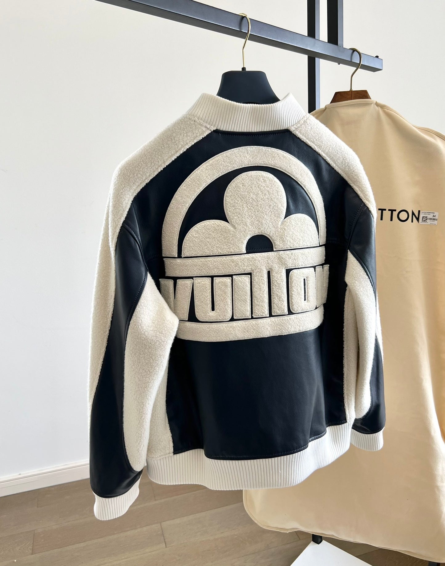 Louis Vuitton “Vuitton Flower” Mix-Leather Teddy Blouson Jacket – Dark Navy