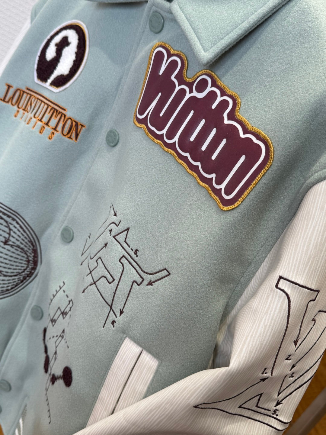 Louis Vuitton Varsity Leather Blouson Jacket – Aqua For Sale