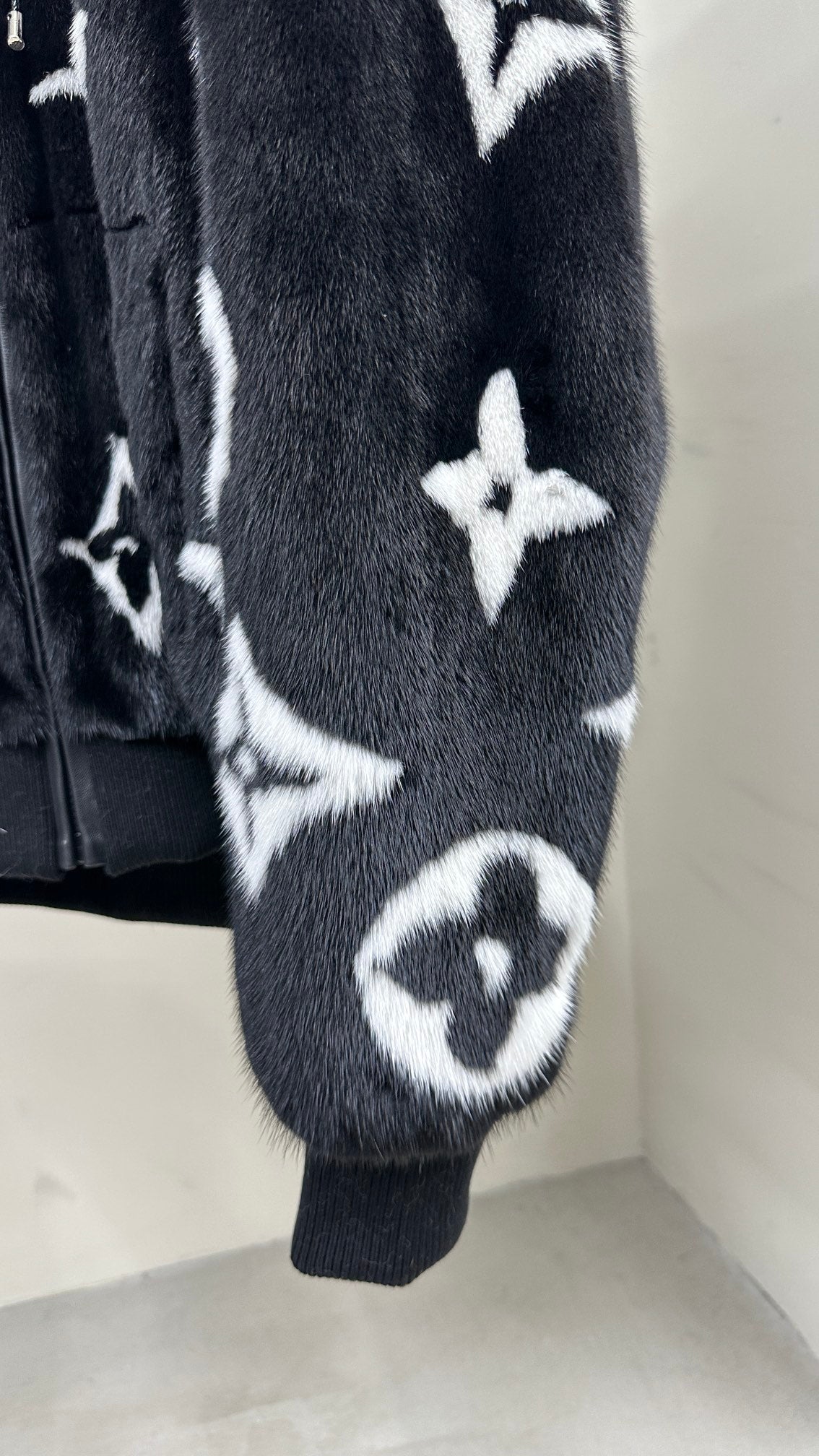 Louis Vuitton Monogram Mink Fur Zipped Hoodie Jacket For Sale