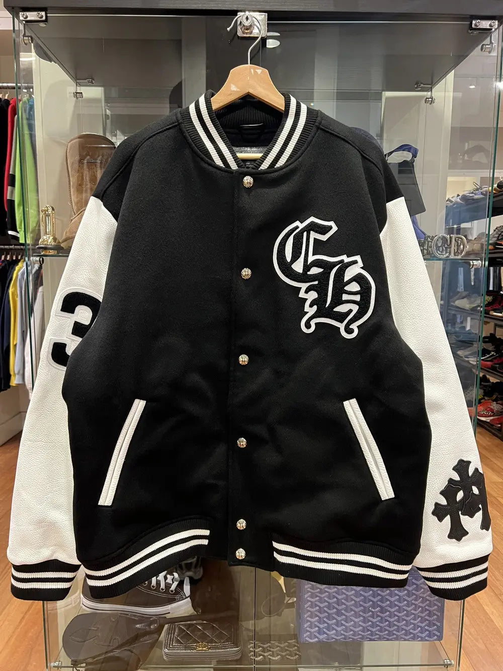 Chrome Hearts “VIC Eagle” Varsity Jacket — Leather Cross-Patch Edition
