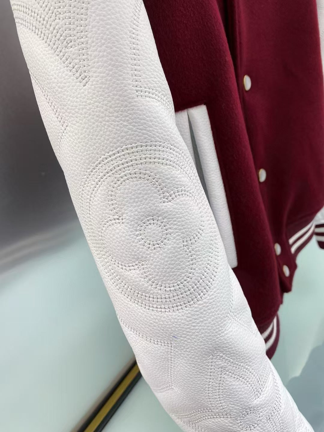 Louis Vuitton Embroidered Calfskin Varsity Jacket – Bordeaux Monogram Quilted Sleeves