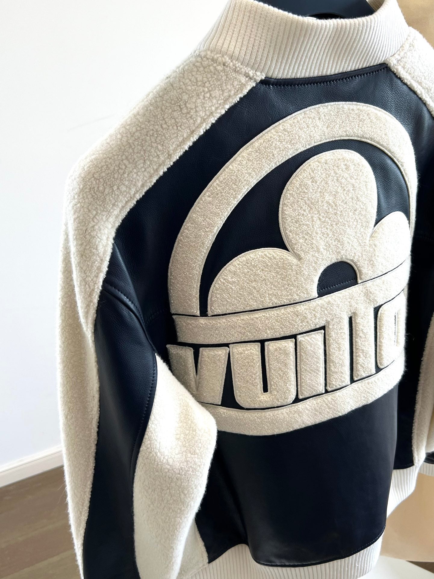 Louis Vuitton “Vuitton Flower” Mix-Leather Teddy Blouson Jacket – Dark Navy