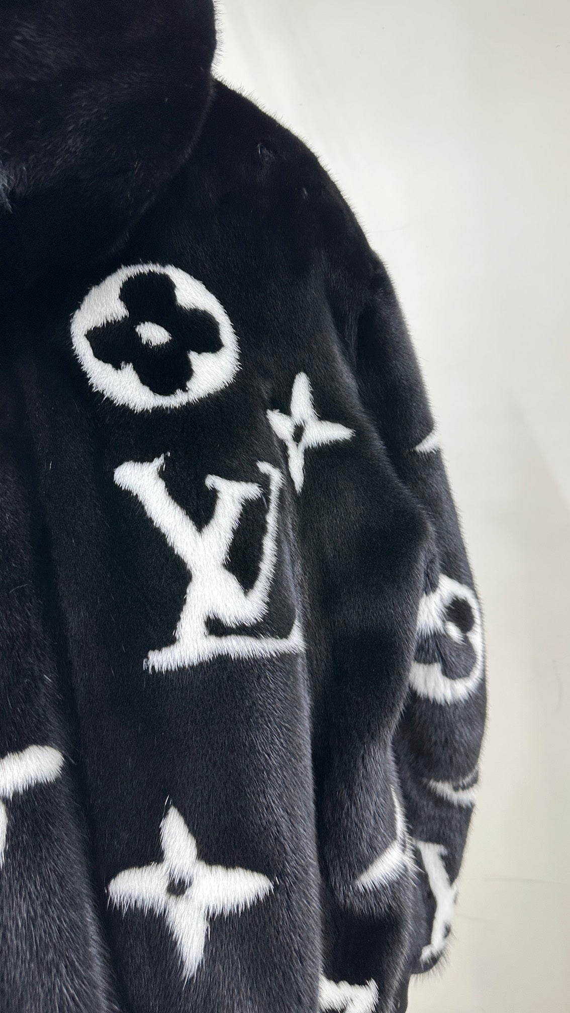 Louis Vuitton Monogram Mink Fur Zipped Hoodie Jacket For Sale