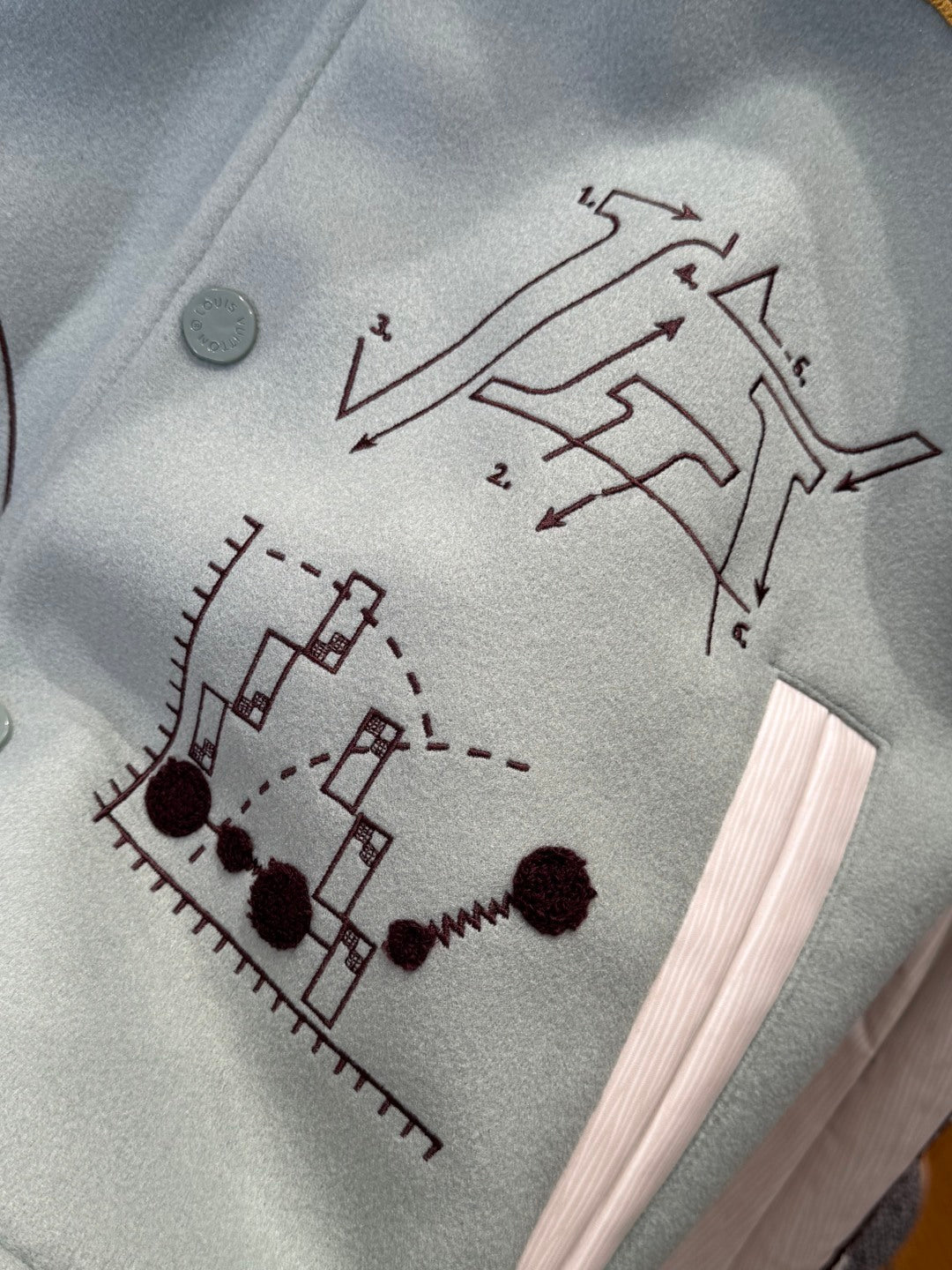 Louis Vuitton Varsity Leather Blouson Jacket – Aqua For Sale