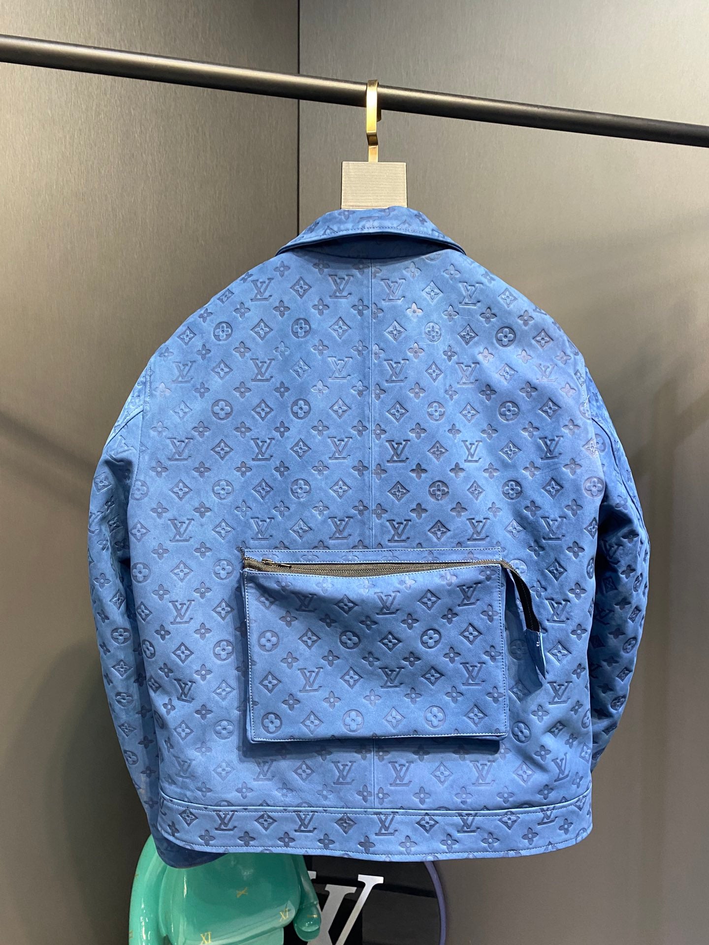 Louis Vuitton Monogram-Embossed Leather Utility Jacket – Light Blue