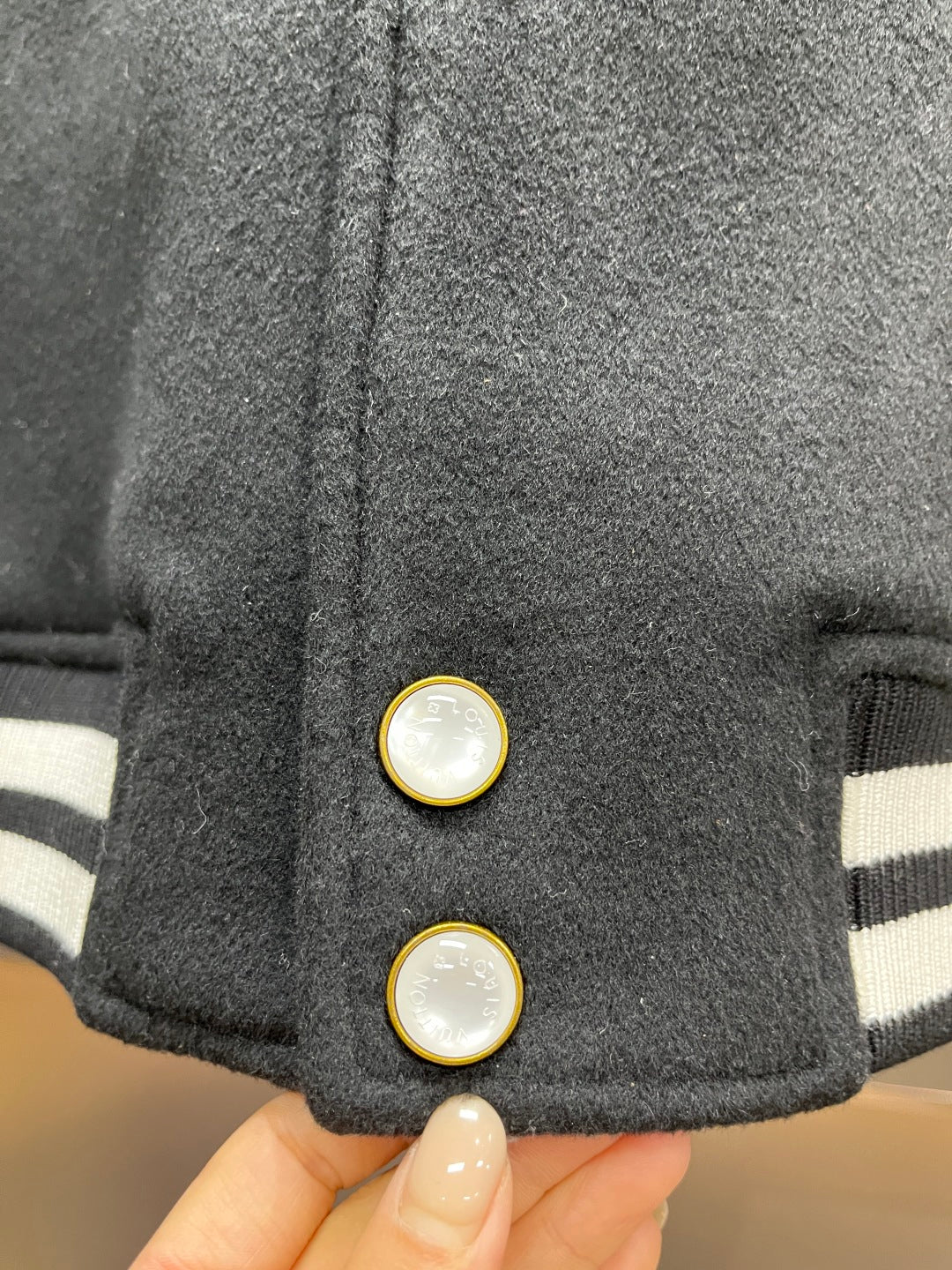 Louis Vuitton Signature Leather Varsity Jacket – Pale Pink / Black