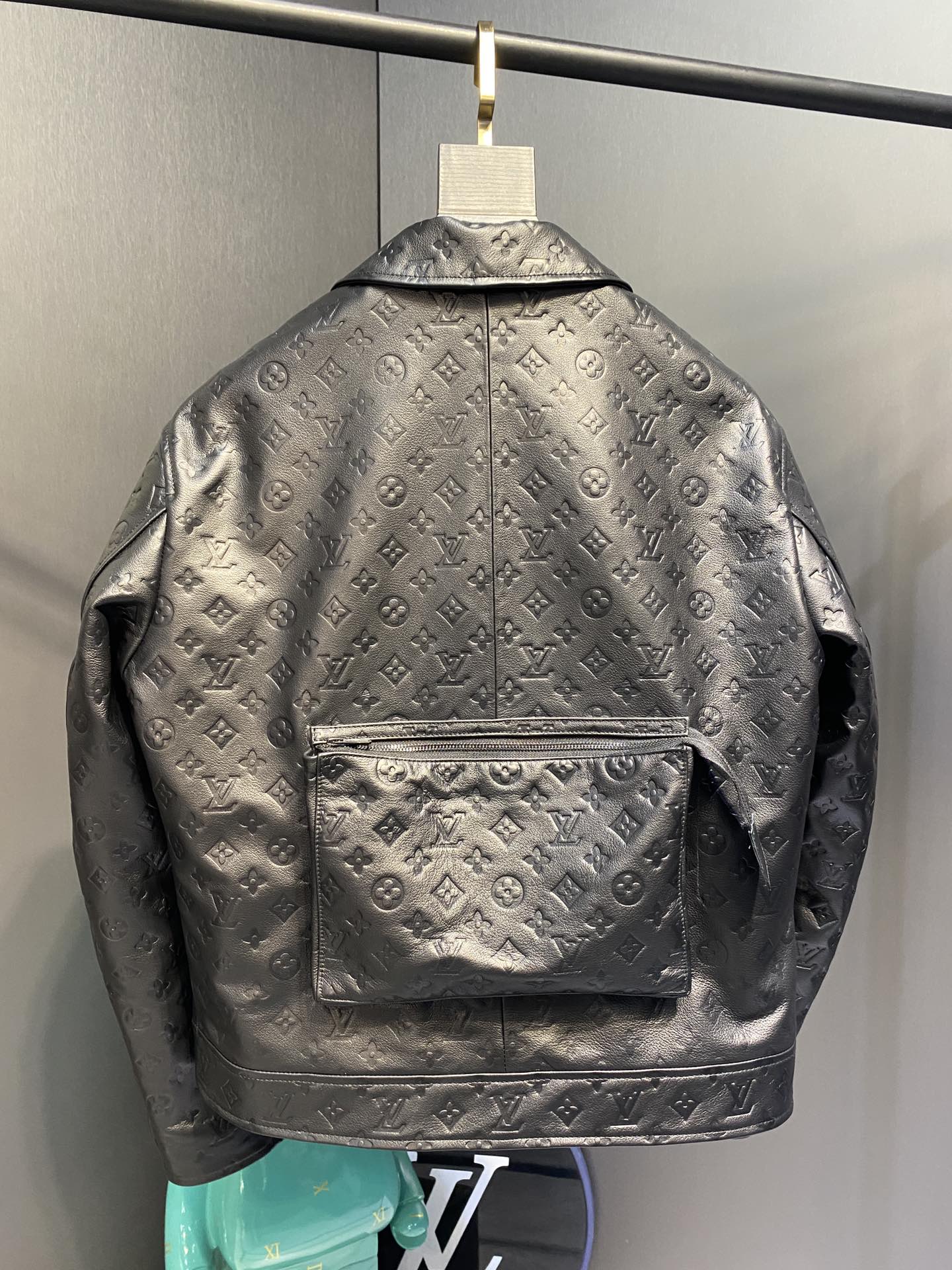 Louis Vuitton Monogram-Embossed Utility Leather Jacket – Black