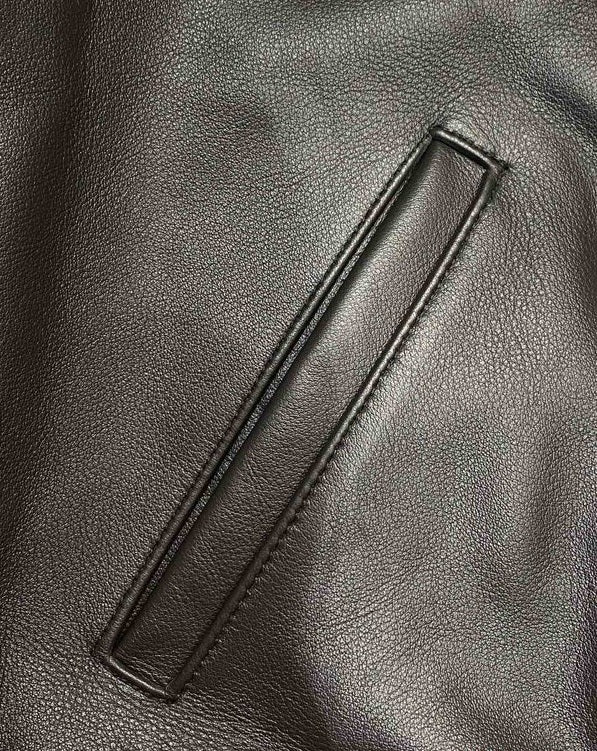 Balenciaga Men’s Basketball Series Bomber Leather Jacket – Black / White