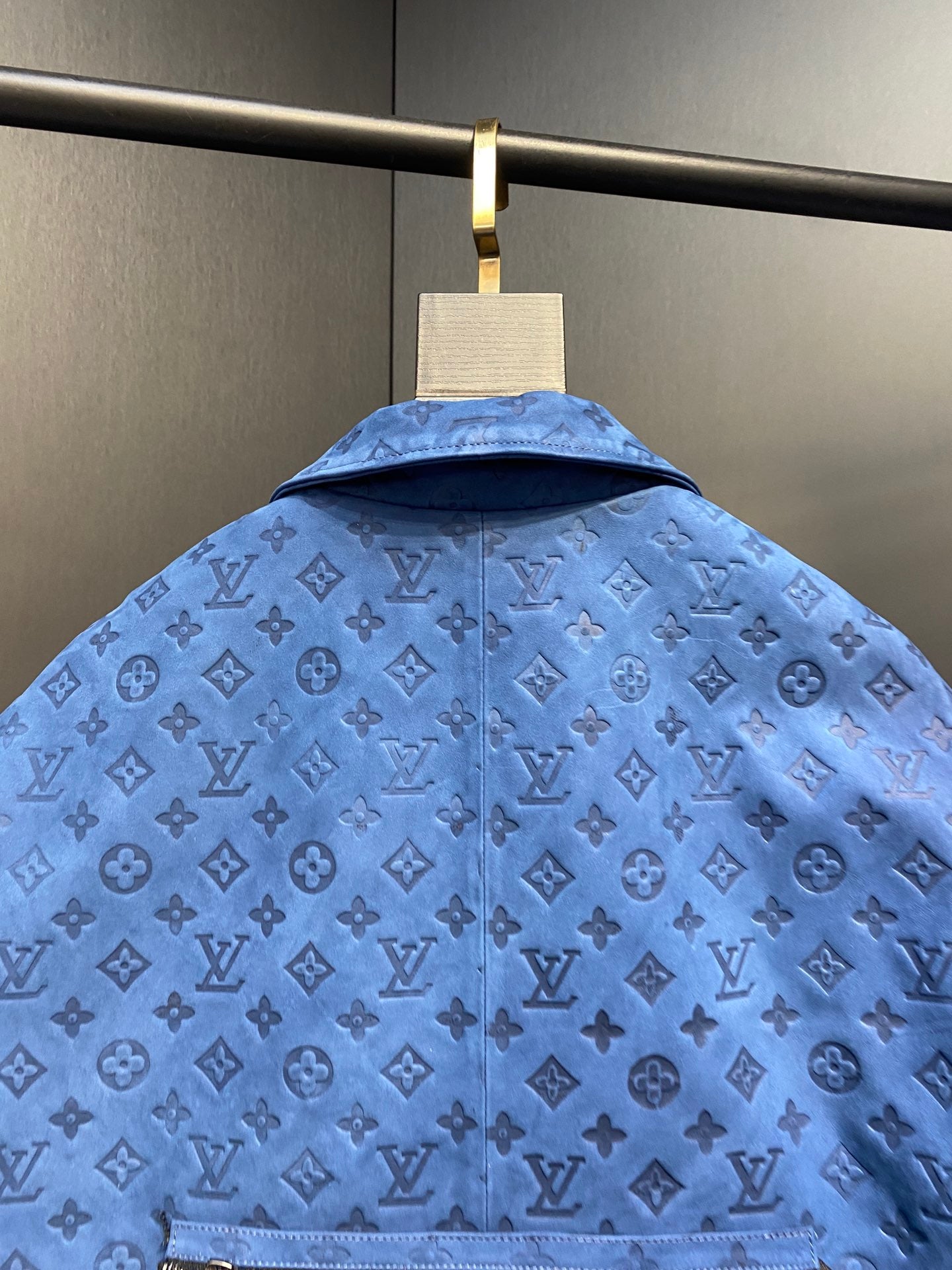 Louis Vuitton Monogram-Embossed Leather Utility Jacket – Light Blue