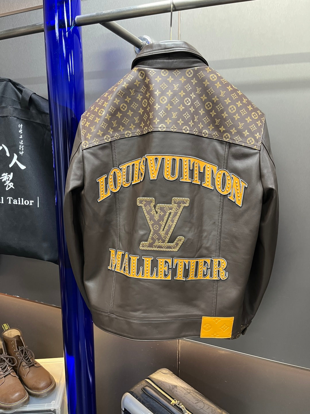 Louis Vuitton Embellished Leather Trucker Jacket – Dark Brown