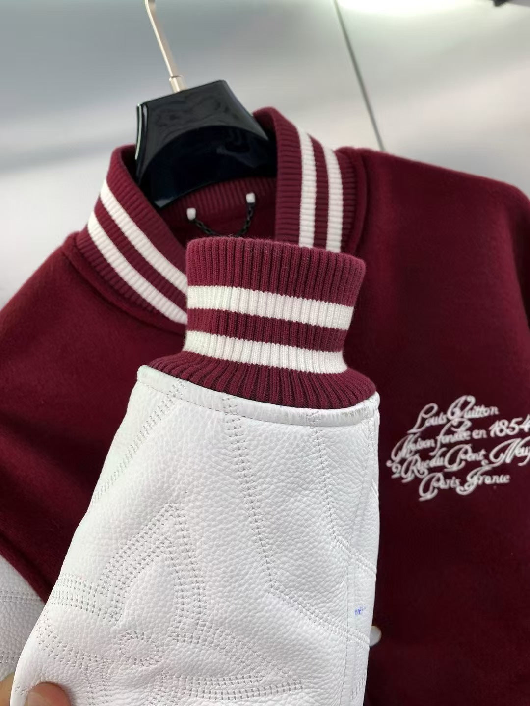 Louis Vuitton Embroidered Calfskin Varsity Jacket – Bordeaux Monogram Quilted Sleeves