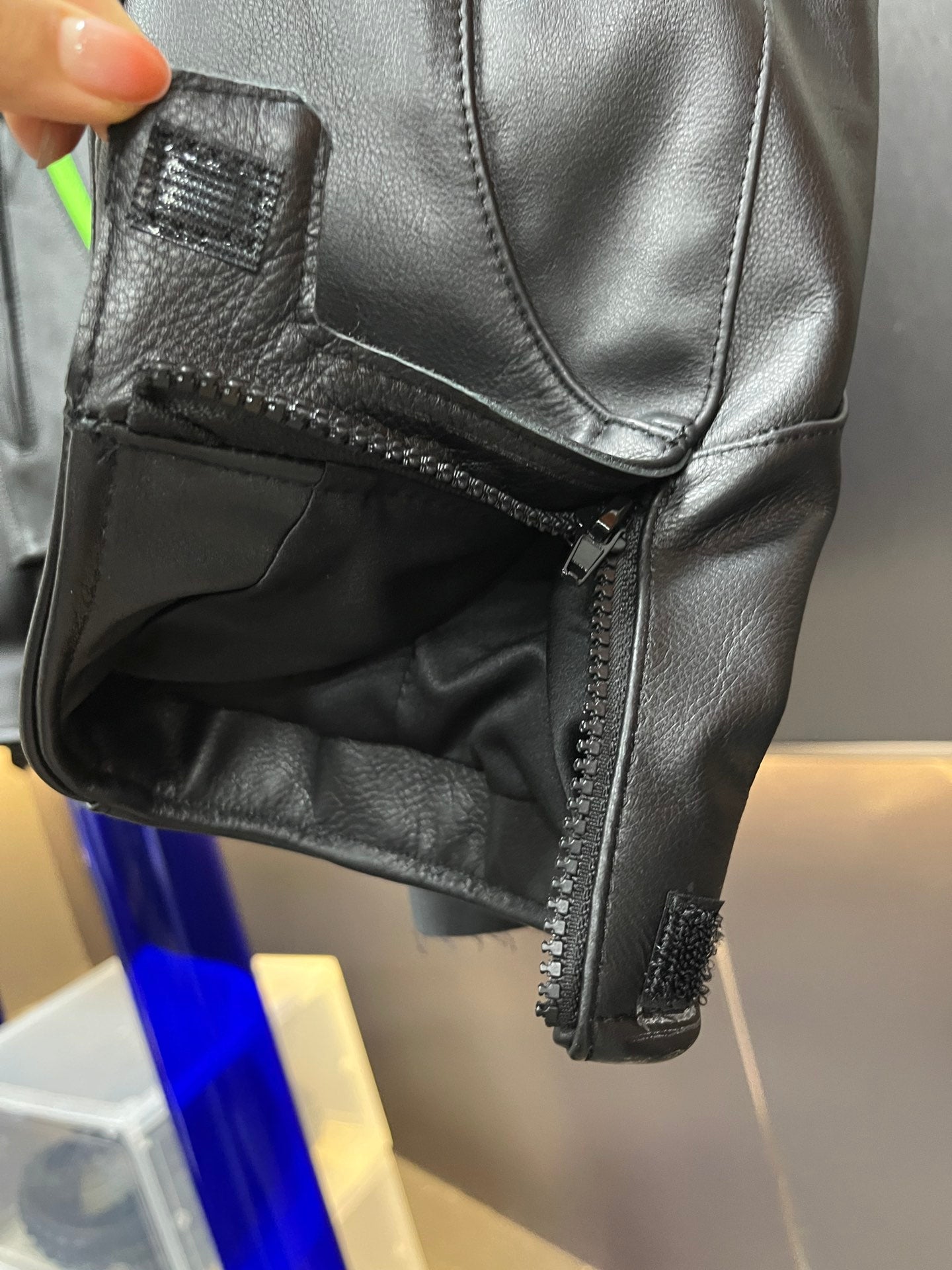 Balenciaga Oversized Leather Bikers Jacket – Jet Black / Neon