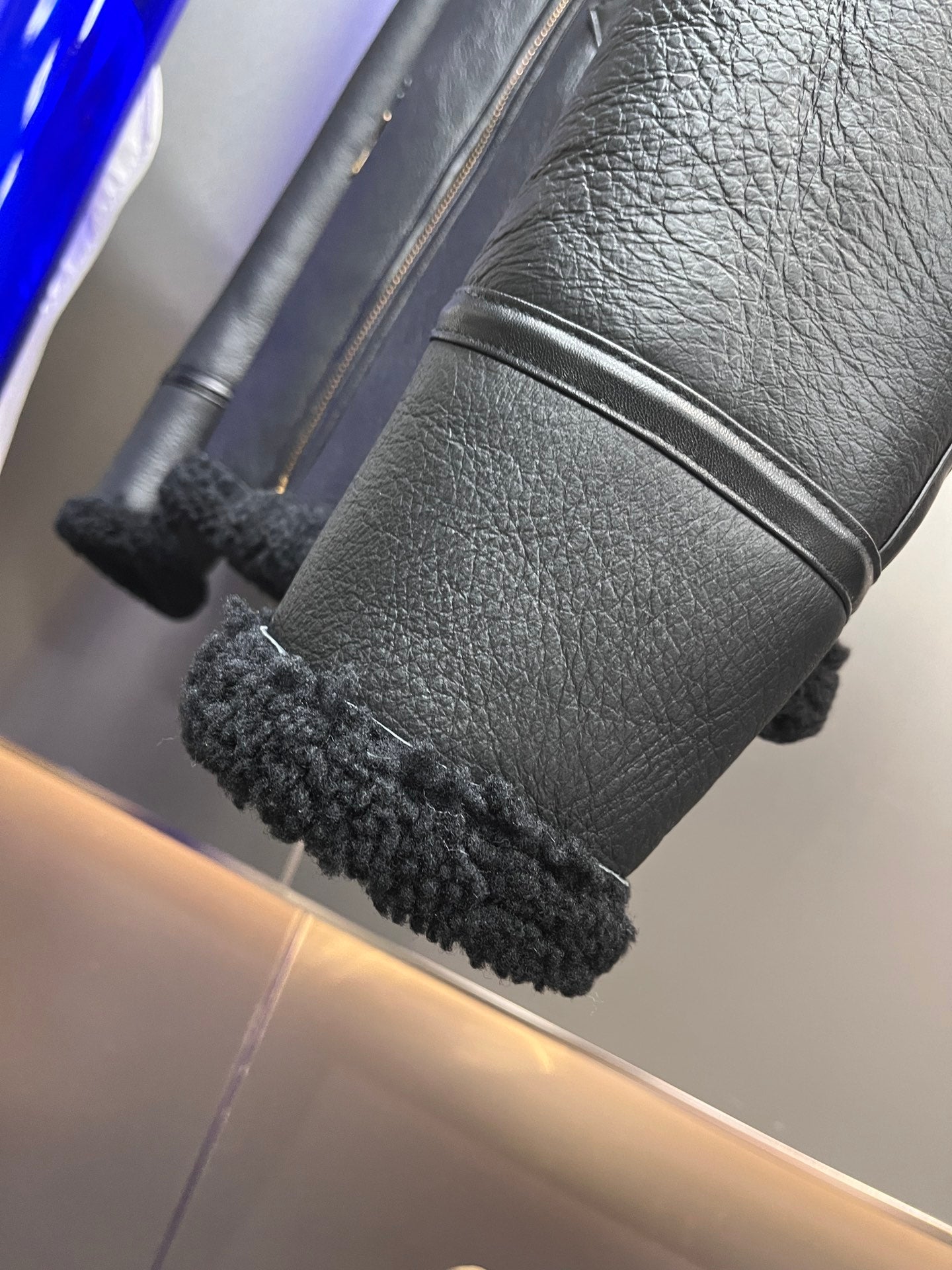 Louis Vuitton Black Monogram Shearling Leather Winter Jacket For Sale