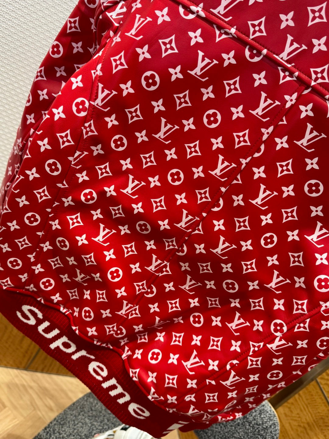 Louis Vuitton × Supreme Leather Varsity Monogram Bomber Jacket