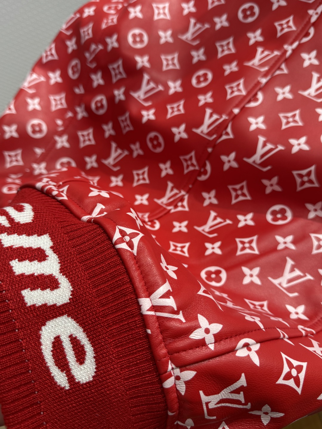 Louis Vuitton × Supreme Leather Varsity Monogram Bomber Jacket