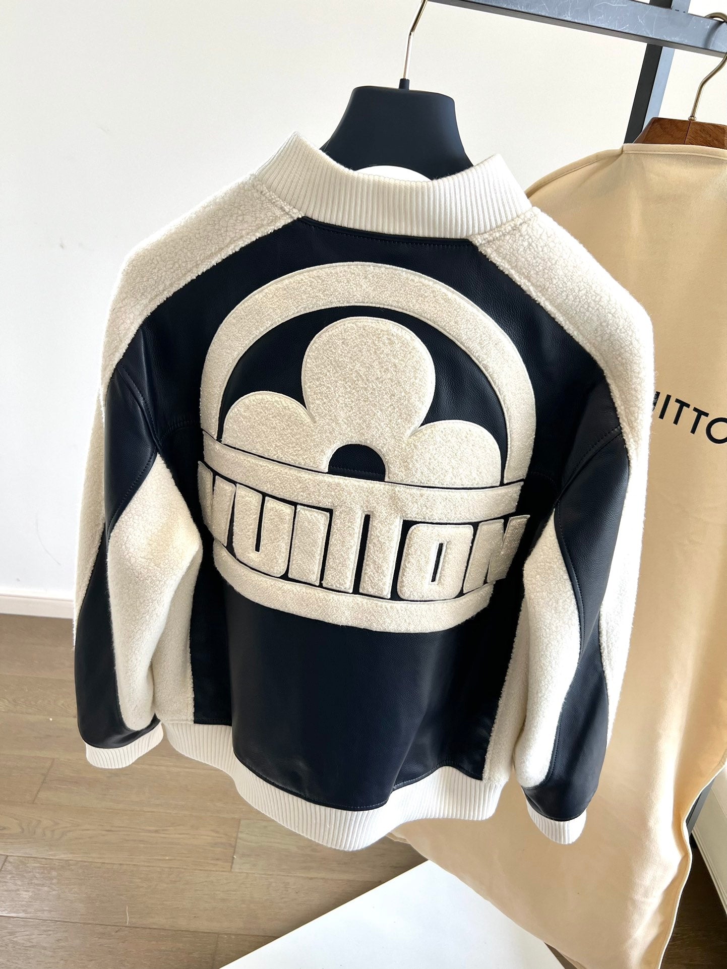 Louis Vuitton “Vuitton Flower” Mix-Leather Teddy Blouson Jacket – Dark Navy