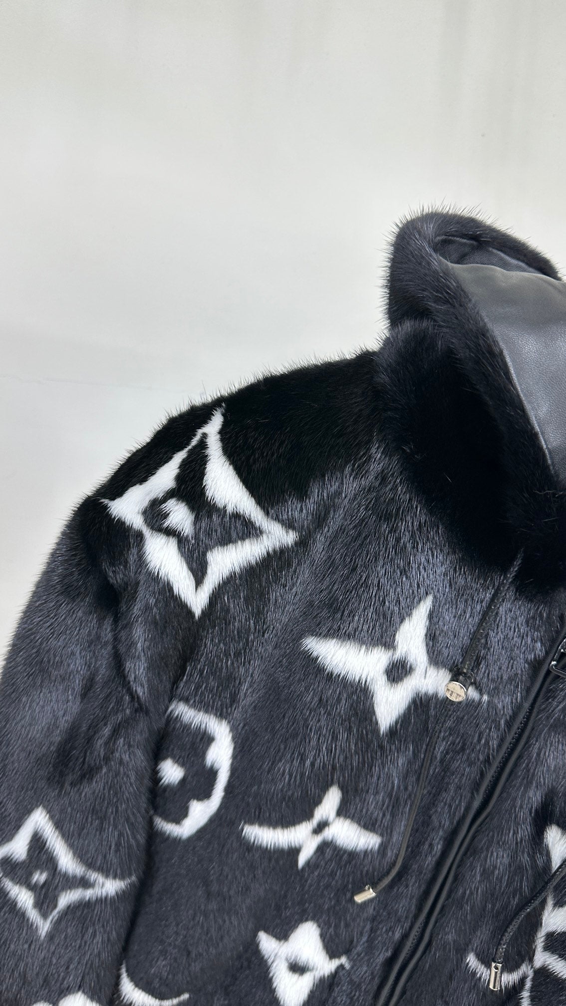 Louis Vuitton Monogram Mink Fur Zipped Hoodie Jacket For Sale