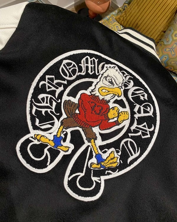 Chrome Hearts “VIC Eagle” Varsity Jacket — Leather Cross-Patch Edition