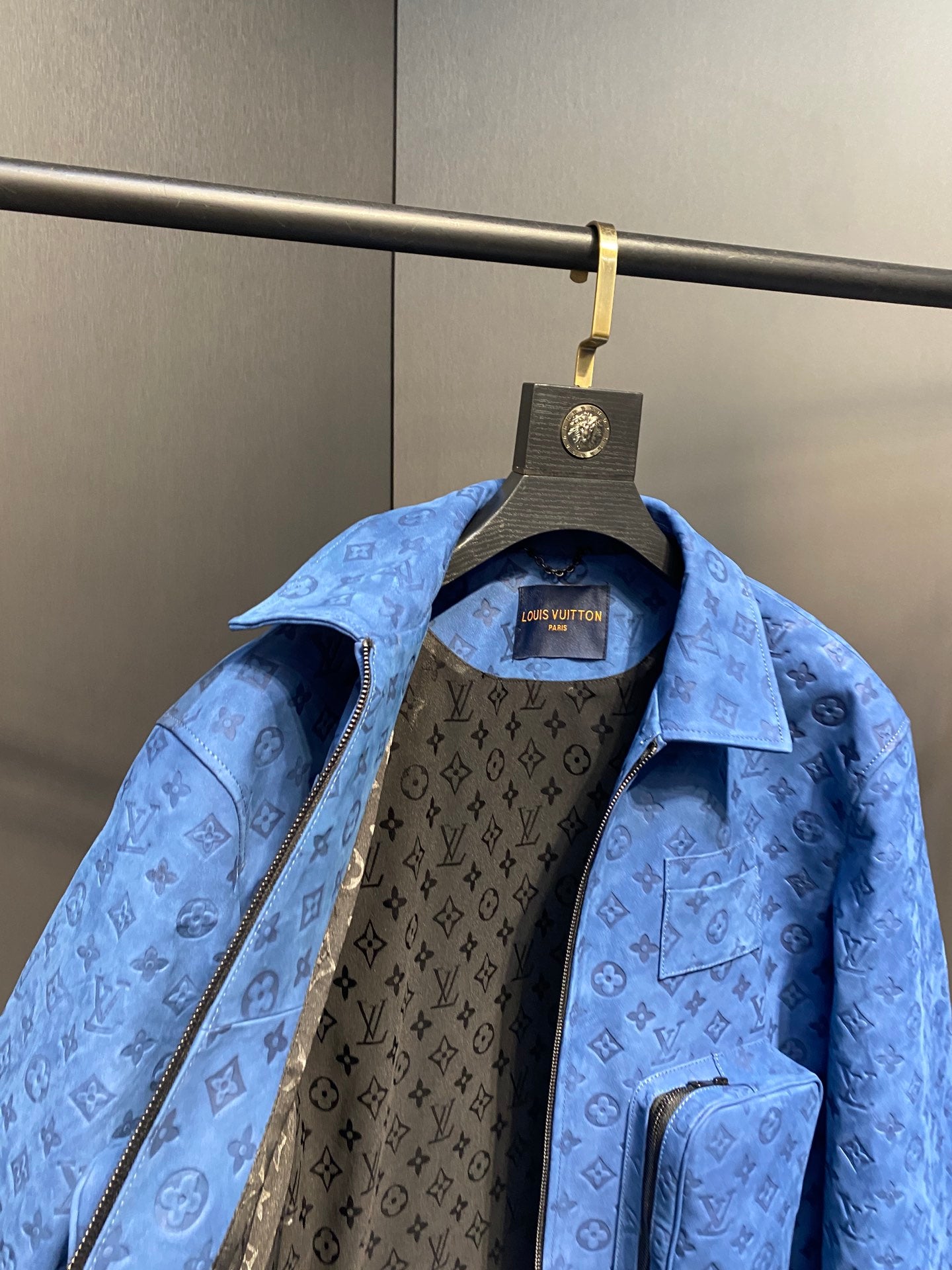 Louis Vuitton Monogram-Embossed Leather Utility Jacket – Light Blue