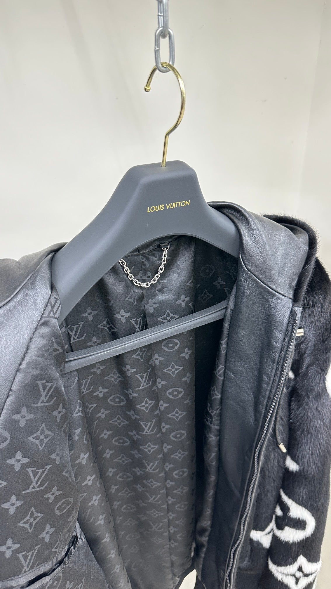 Louis Vuitton Monogram Mink Fur Zipped Hoodie Jacket For Sale