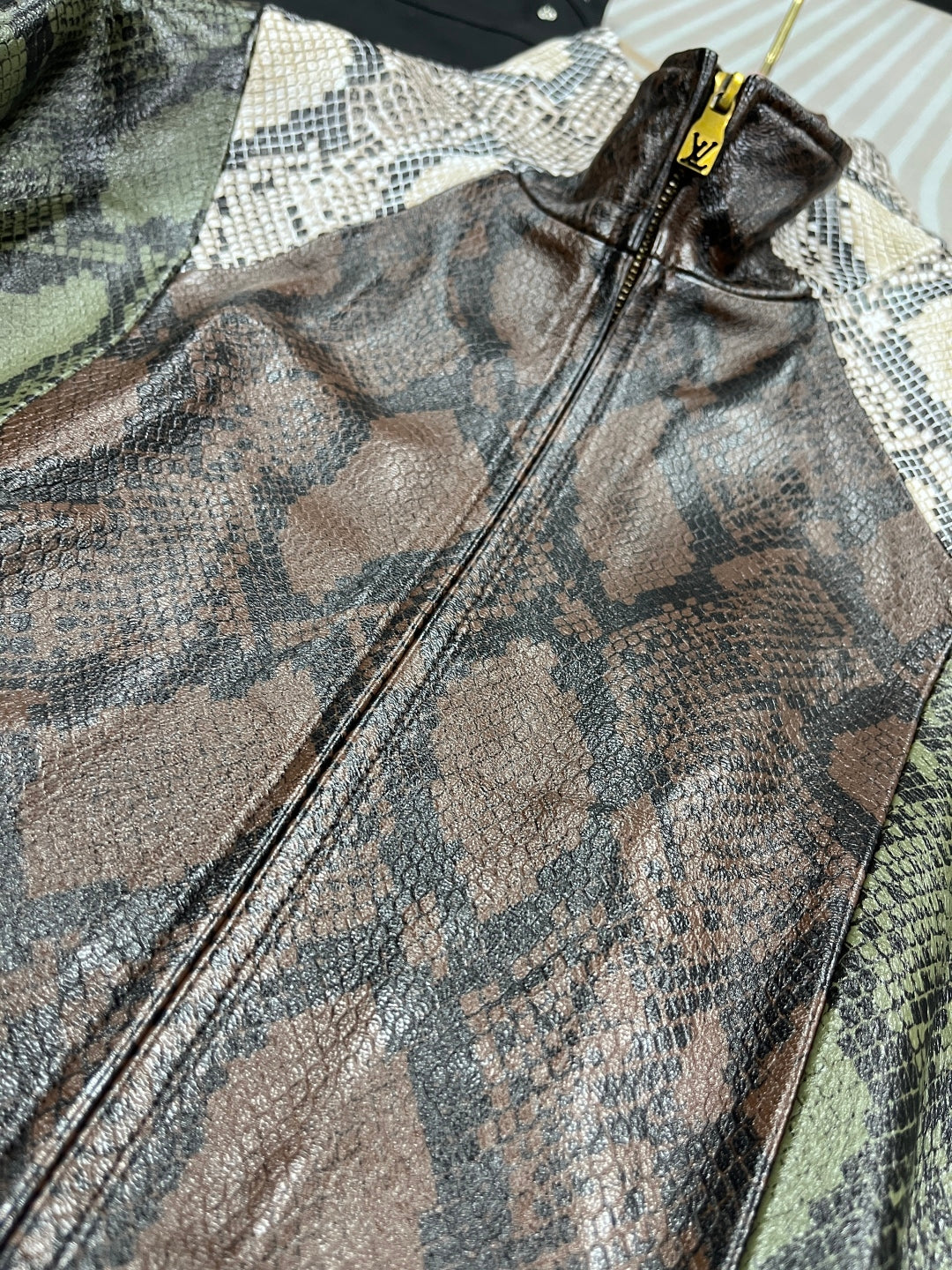Louis Vuitton Python-Mix Leather Tracksuit Top – Mid-Brown